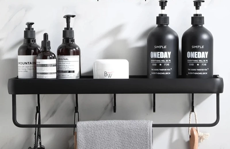 ALUMAX – Black Aluminum Corner Shelf without Drilling