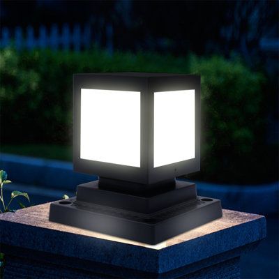 Solar LED garden lantern in square design – decorative outdoor lighting for paths and terrace