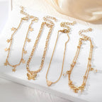 5pcs Dainty Feminine Anklet Set (Stars, Heart, Butterfly, Infinity, Pearls)