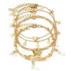 5pcs Dainty Feminine Anklet Set (Stars, Heart, Butterfly, Infinity, Pearls)