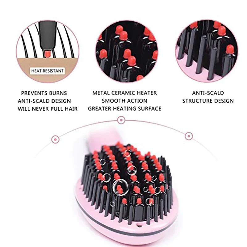 Temperature Display Hair Straightener Brush