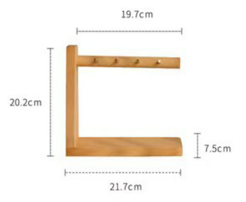 Solid Wood Key Organizer with 6 Key Hooks and Storage Platform, No Installation Required, Suitable for Storing Keys, Glasses, Wallets and More