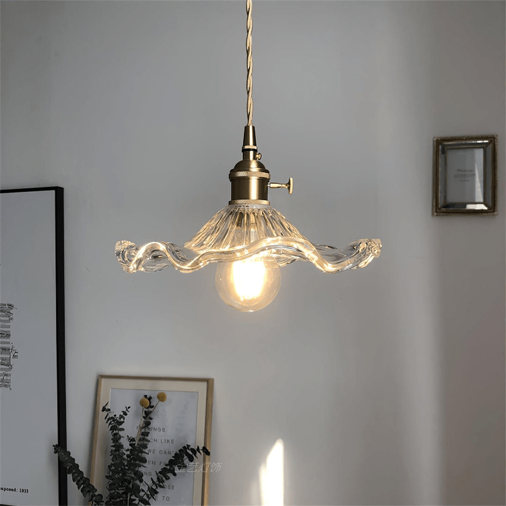 Hanging lamp with a floral pattern that creates a cozy atmosphere
