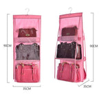 Hanging Handbag Organizer with 6 Clear Pockets and Double-Sided Design