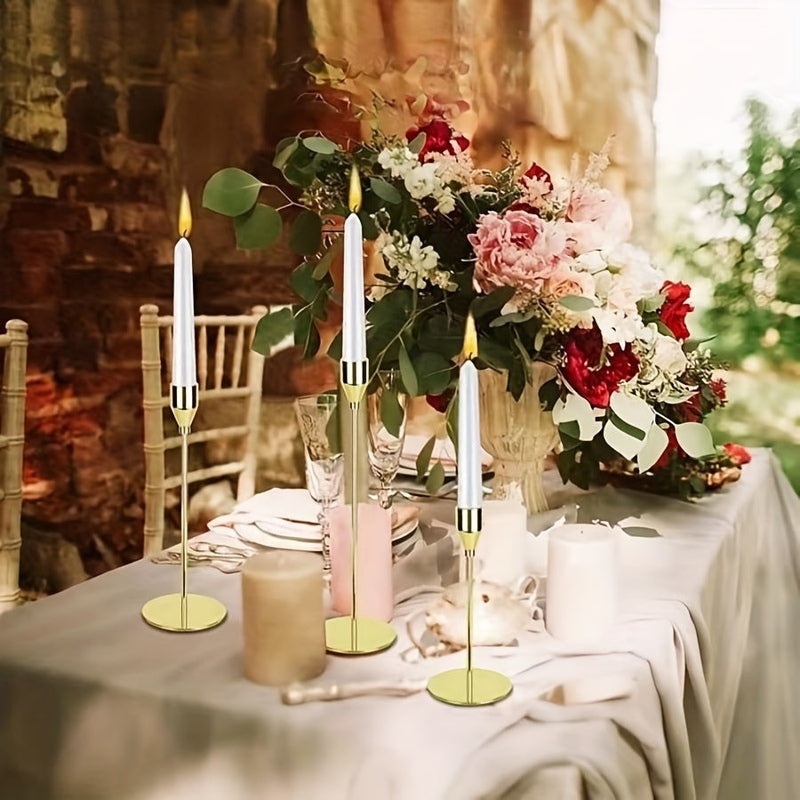 MajesticFlicker – Sophisticated Black and Gold Candelabra Set for Elegant Events