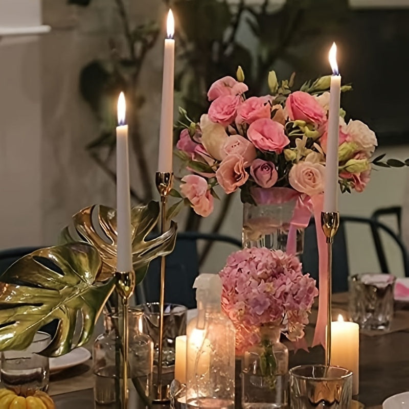 MajesticFlicker – Sophisticated Black and Gold Candelabra Set for Elegant Events