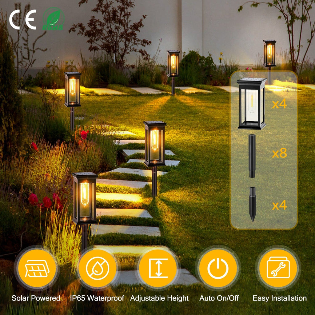 6-Pack: Solar-powered garden lighting IP65 waterproof automatic on off