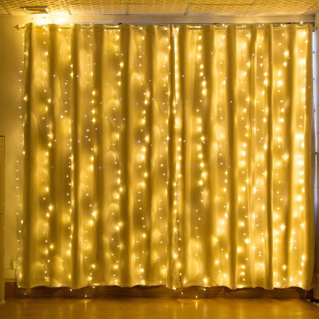 600 LED 9.8 x 19.6 FT. LED curtain lights with 8 light modes and memory function
