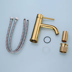Modern 1-Hand Basin Faucet Gold Brushed Sink Faucet Brass