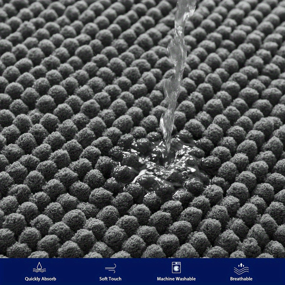 Round Luxury Chen Bath Mat Ultra-Soft Chenille – Anti-Slip & Quick Drying