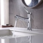 Contemporary Single Handle Faucet Retractable Sink Faucet with Lever Handle