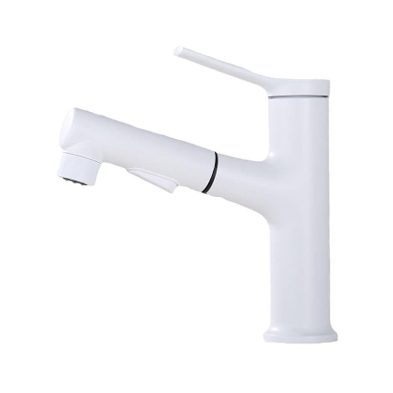 Contemporary Single Handle Faucet Retractable Sink Faucet with Lever Handle