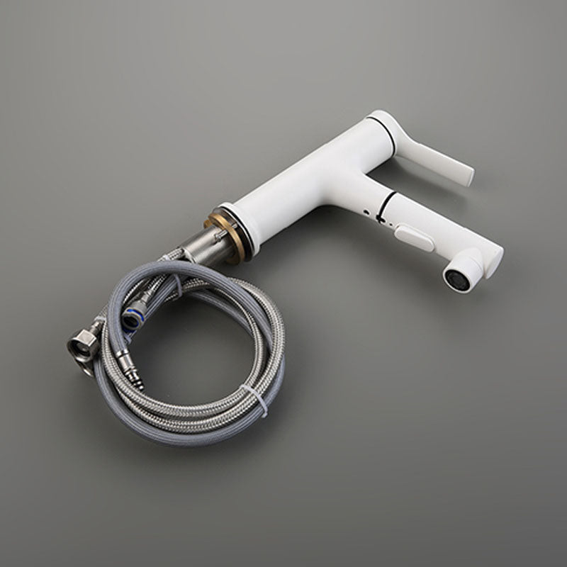 Contemporary Single Handle Faucet Retractable Sink Faucet with Lever Handle