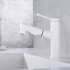 Contemporary Single Handle Faucet Retractable Sink Faucet with Lever Handle