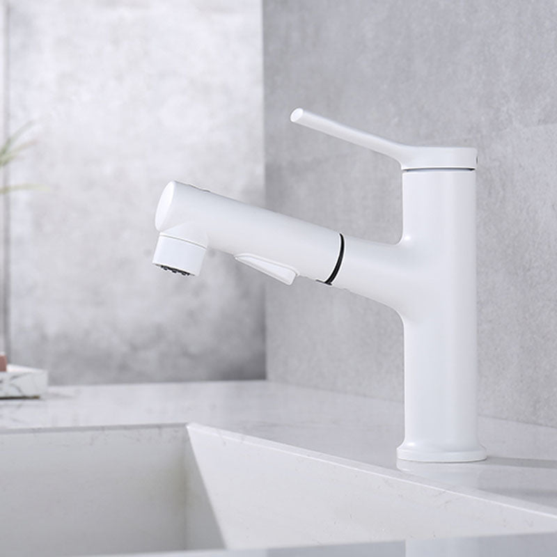 Contemporary Single Handle Faucet Retractable Sink Faucet with Lever Handle