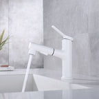 Contemporary Single Handle Faucet Retractable Sink Faucet with Lever Handle