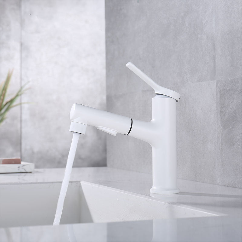 Contemporary Single Handle Faucet Retractable Sink Faucet with Lever Handle