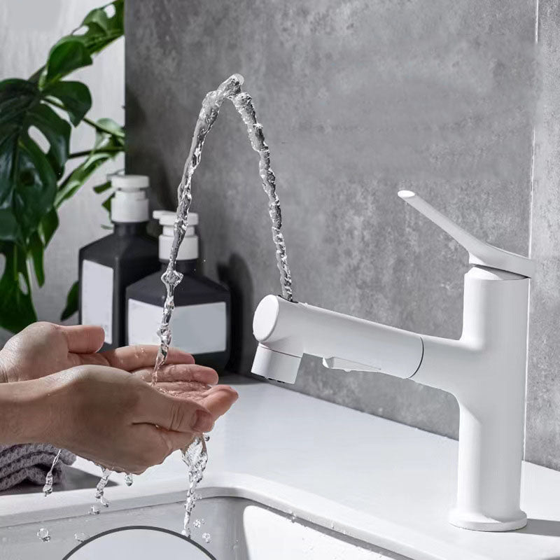 Contemporary Single Handle Faucet Retractable Sink Faucet with Lever Handle