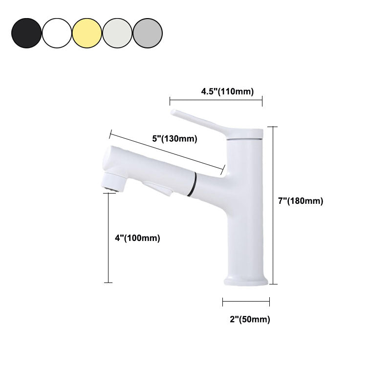 Contemporary Single Handle Faucet Retractable Sink Faucet with Lever Handle
