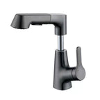 Modern Sink Faucet Lever Handle Copper Low Arc Pull-Out Sink Faucet