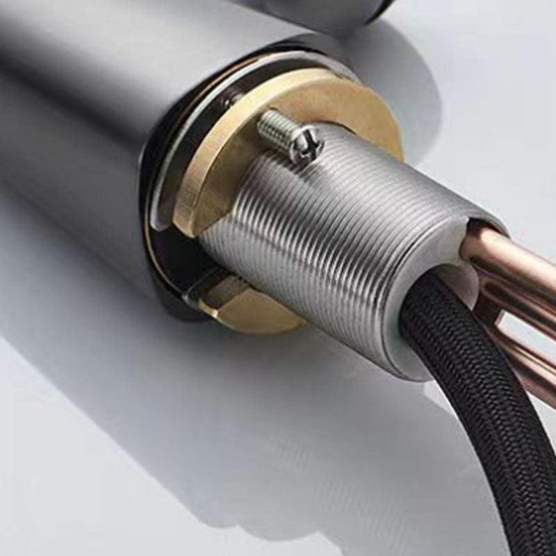 Modern Sink Faucet Lever Handle Copper Low Arc Pull-Out Sink Faucet