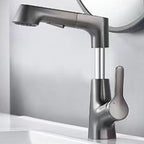 Modern Sink Faucet Lever Handle Copper Low Arc Pull-Out Sink Faucet