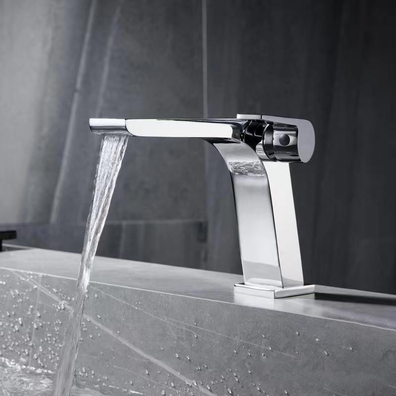Modern vessel faucet brass lever waterfall spout sink faucet