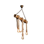 Industrial Adjustable Ceiling Lamp made of Bamboo with Rope