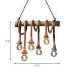 Industrial Adjustable Ceiling Lamp made of Bamboo with Rope