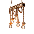 Industrial Adjustable Ceiling Lamp made of Bamboo with Rope
