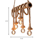 Industrial Adjustable Ceiling Lamp made of Bamboo with Rope