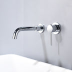 Round Single Handle Bathroom Faucet 2-Hole Wall Mounted Bathroom Faucet with Swivel Head