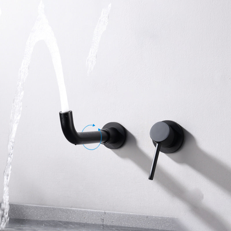 Round Single Handle Bathroom Faucet 2-Hole Wall Mounted Bathroom Faucet with Swivel Head