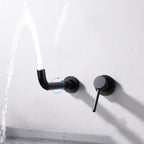 Round Single Handle Bathroom Faucet 2-Hole Wall Mounted Bathroom Faucet with Swivel Head