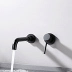 Round Single Handle Bathroom Faucet 2-Hole Wall Mounted Bathroom Faucet with Swivel Head