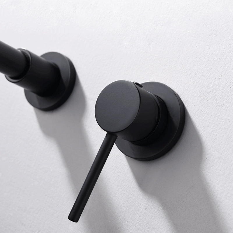 Round Single Handle Bathroom Faucet 2-Hole Wall Mounted Bathroom Faucet with Swivel Head