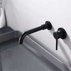 Round Single Handle Bathroom Faucet 2-Hole Wall Mounted Bathroom Faucet with Swivel Head