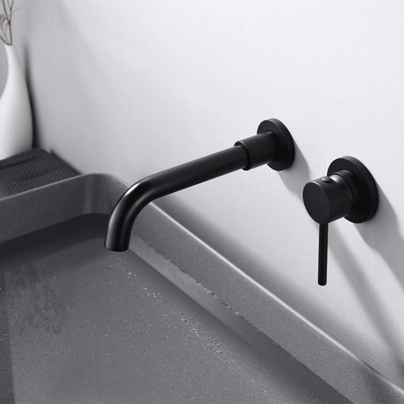 Round Single Handle Bathroom Faucet 2-Hole Wall Mounted Bathroom Faucet with Swivel Head