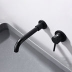 Round Single Handle Bathroom Faucet 2-Hole Wall Mounted Bathroom Faucet with Swivel Head