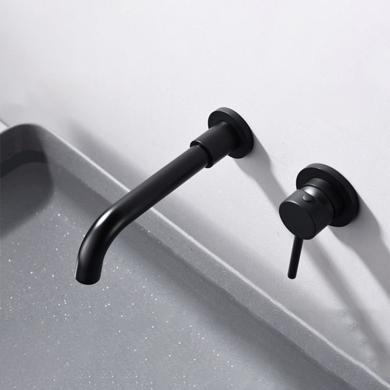 Round Single Handle Bathroom Faucet 2-Hole Wall Mounted Bathroom Faucet with Swivel Head