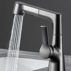 Modern 1-Lever Sink Faucet Round Basin Faucet Brass