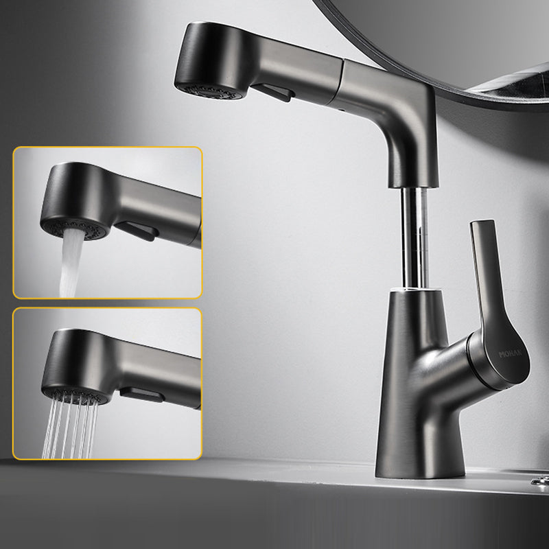 Modern 1-Lever Sink Faucet Round Basin Faucet Brass