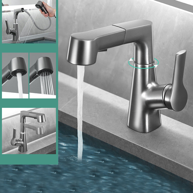 Modern 1-Lever Sink Faucet Round Basin Faucet Brass