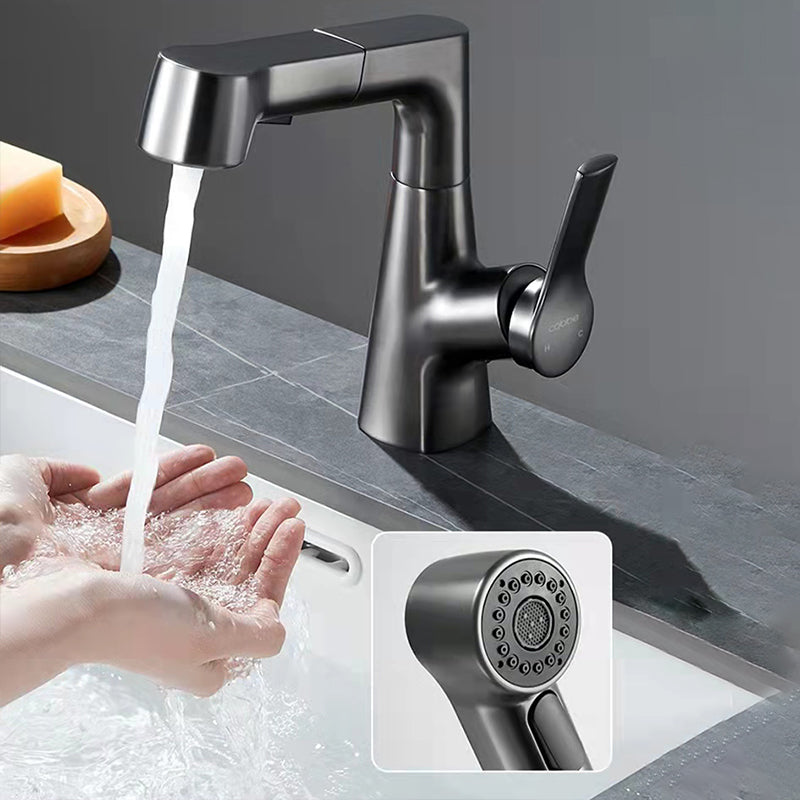 Modern 1-Lever Sink Faucet Round Basin Faucet Brass