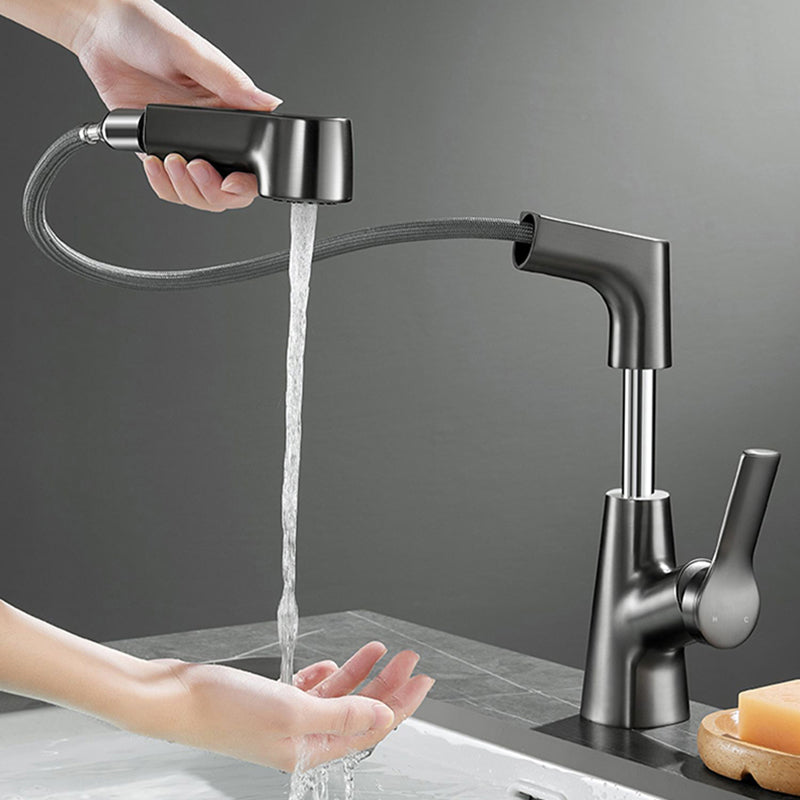 Modern 1-Lever Sink Faucet Round Basin Faucet Brass
