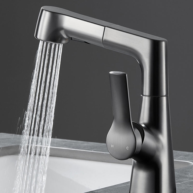 Modern 1-Lever Sink Faucet Round Basin Faucet Brass
