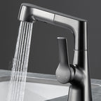Modern 1-Lever Sink Faucet Round Basin Faucet Brass