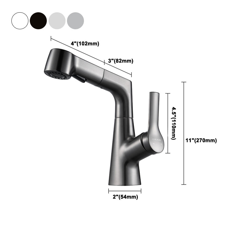 Modern 1-Lever Sink Faucet Round Basin Faucet Brass