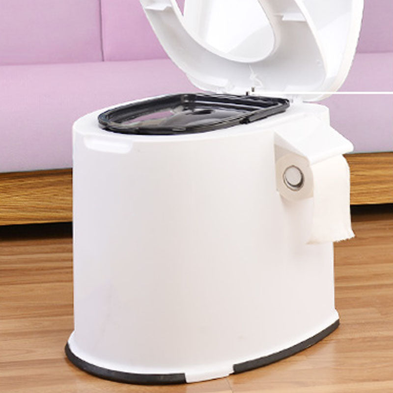 Contemporary Plastic Floor-Mounted Toilet Bowl with Seat for the Bathroom