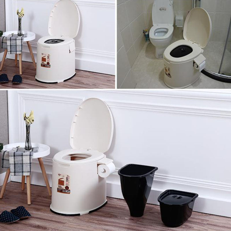 Contemporary Plastic Floor-Mounted Toilet Bowl with Seat for the Bathroom